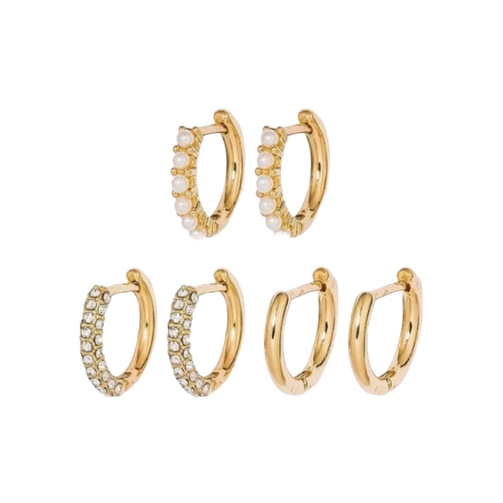 SUGARFIX by Baublebar Crystal, Gold & Hoop Earrings Set of 3